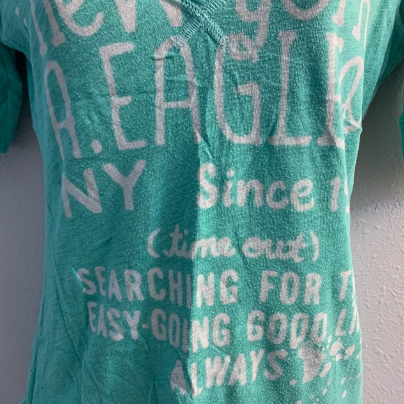 American eagle 🦅 aqua quarter sleeve top guc size med - Picture 2 of 4
